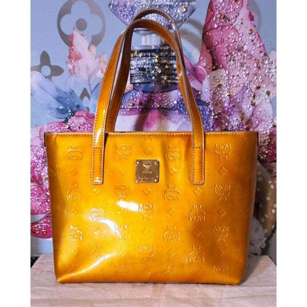 NWOT MCM Gold Patent Leather Small Tote Bag